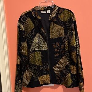 Chico's Black and Gold Artistic Blazer